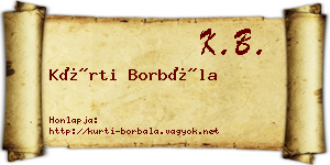 Kürti Borbála névjegykártya