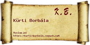 Kürti Borbála névjegykártya